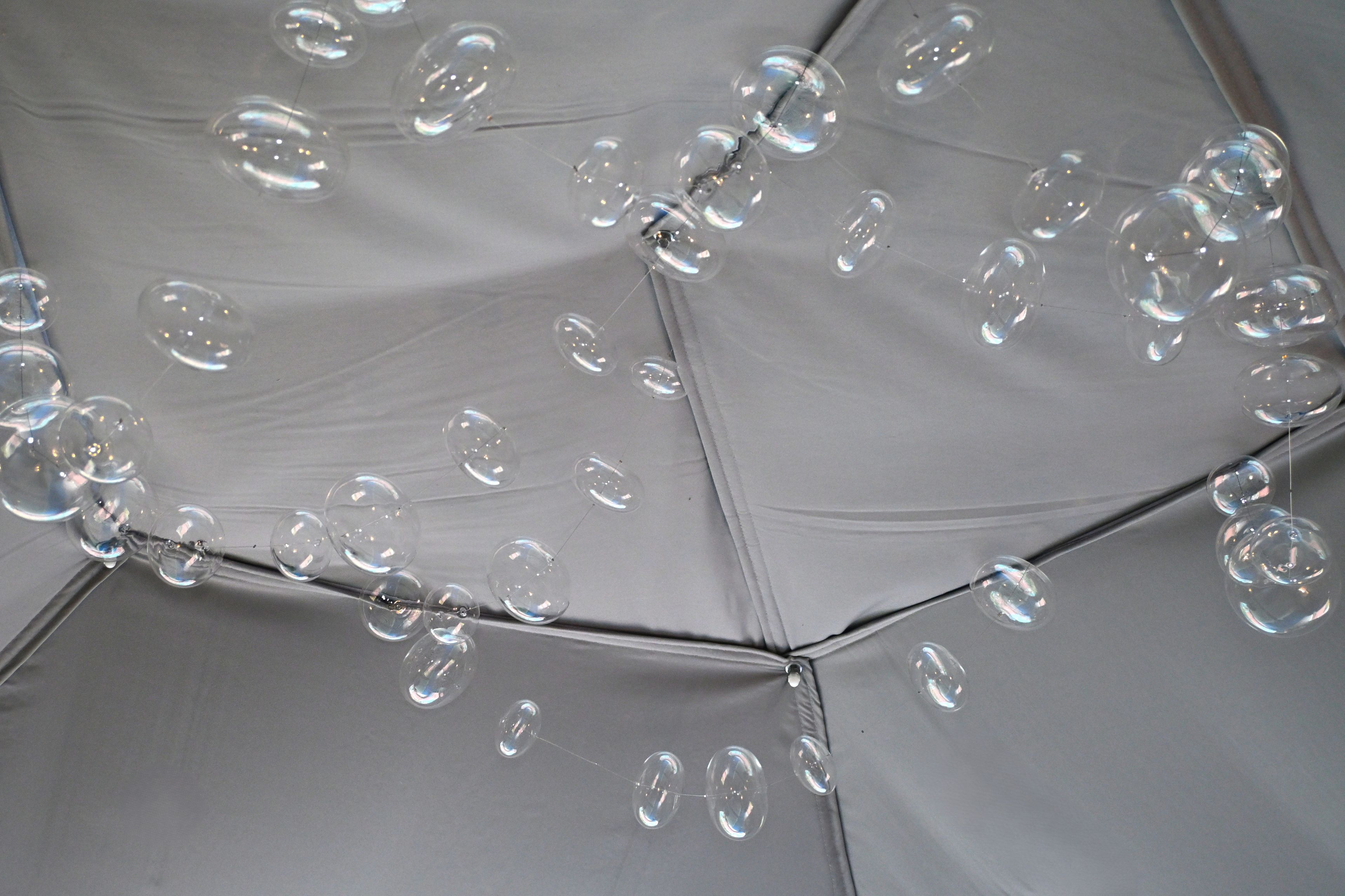 A geometric structure with transparent bubbles.