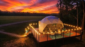Terrace/patio - Float on Inn Geodome at The Edge—Unique Riverfront Glamping in Salt Lick, KY (Salt Lick)