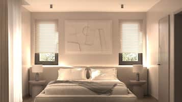 Vila Deluks, balkon, pemandangan laut | Meja kerja, tirai kedap cahaya, kedap suara, dan setrika/meja setrika