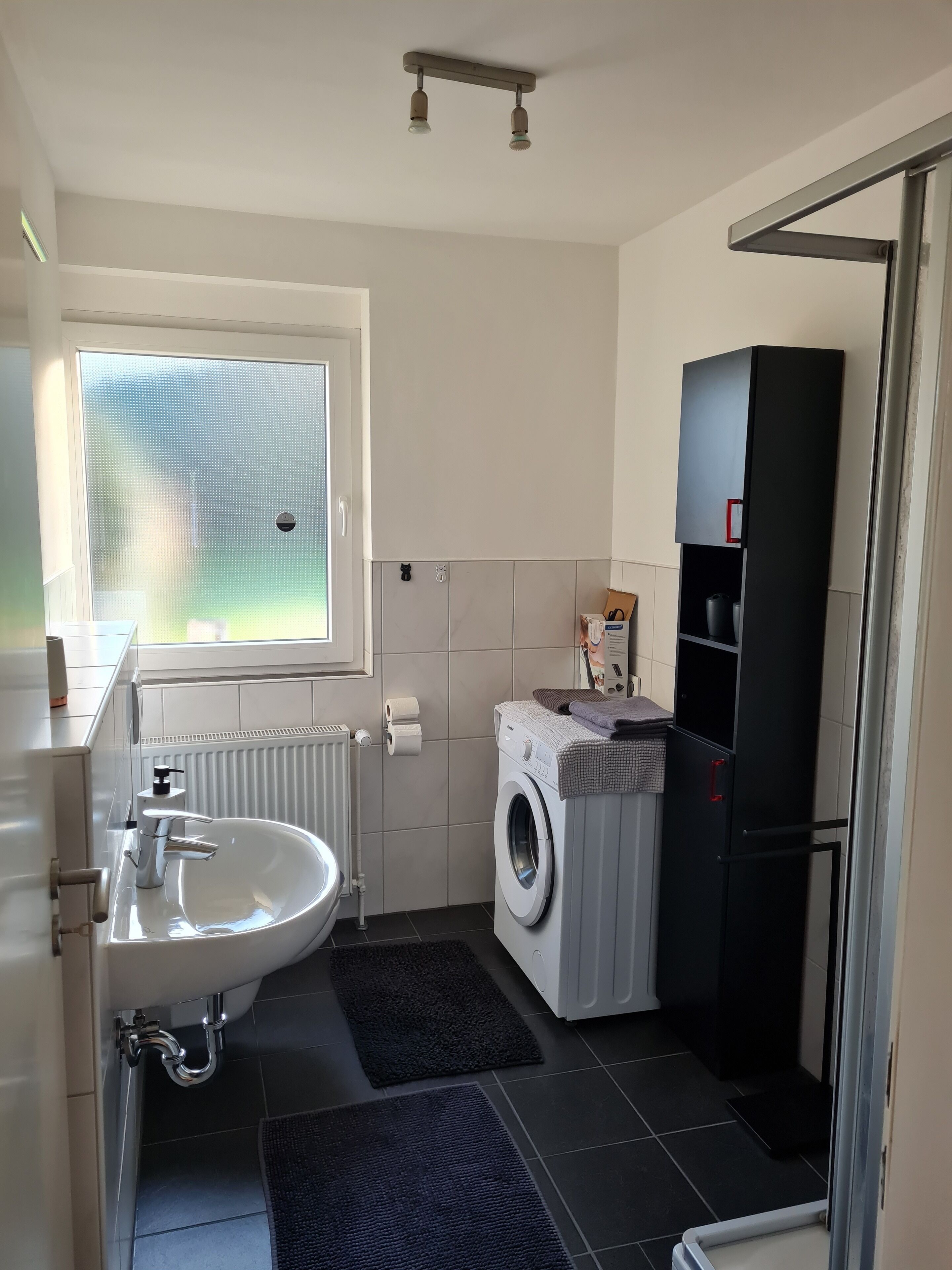 Haartrockner, Handtücher, Seife, Toilettenpapier