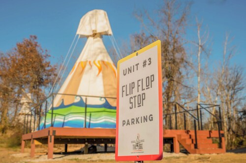 Flip Flop Stop Teepee at The Edge—Unique Riverfront Glamping in Salt Lick, KY