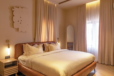 Wabi Sabi themed 2 bedroom apartment with smart features.