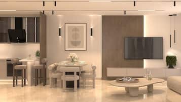 Villa Deluxe, balcón, vista al mar | Restaurantes