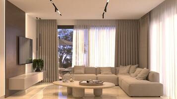 Deluxe Villa, Balcony, Sea View | Living area