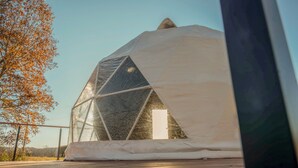 Terrace/patio - Naut on Call Geodome at The Edge—Unique Riverfront Glamping in Salt Lick, KY (Salt Lick)