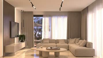 Deluxe Villa, Balcony, Sea View | Living area