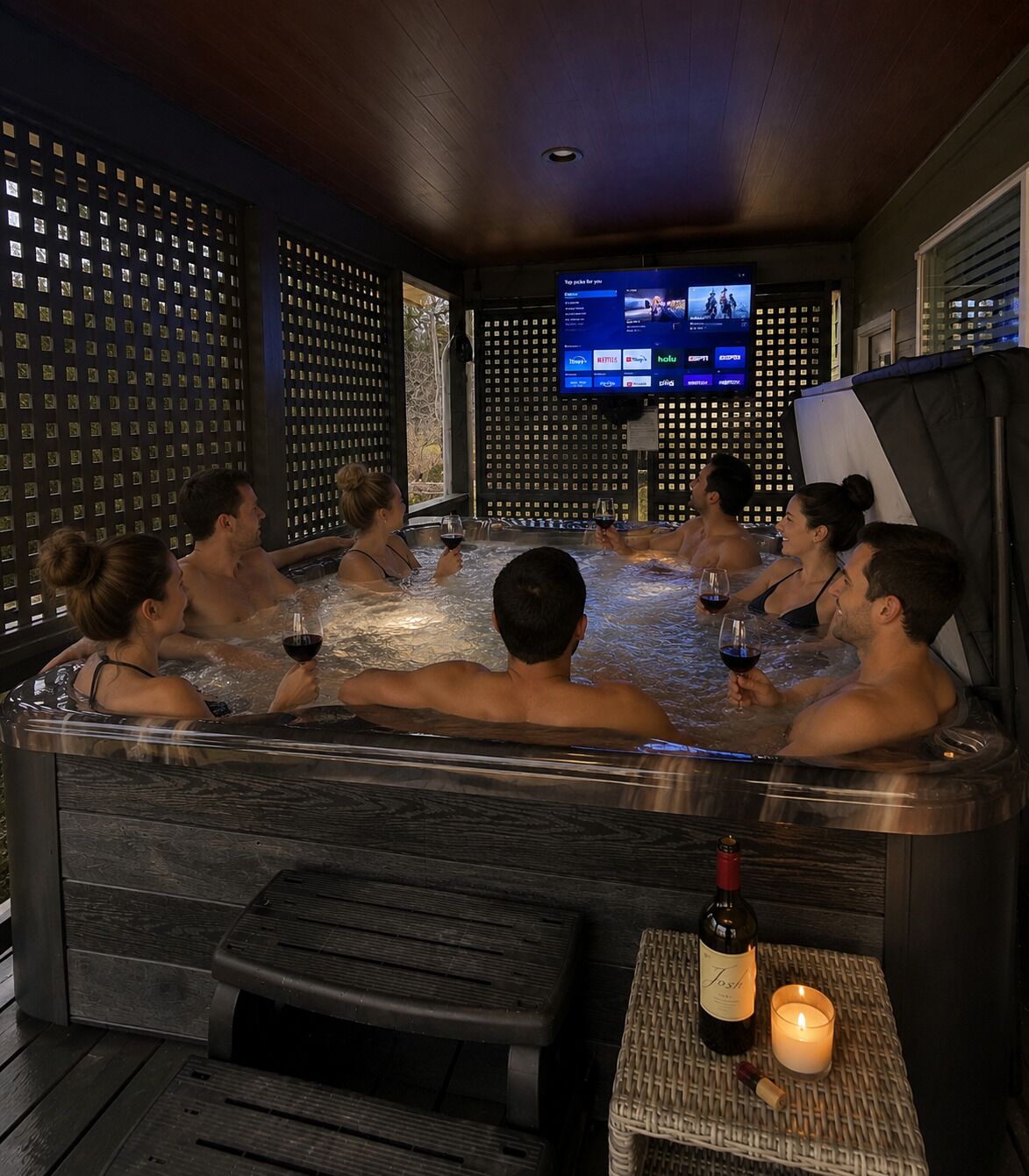 Indoor spa tub