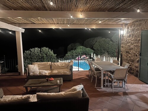 Spacious villa with large pool and stunning views across rolling countryside.