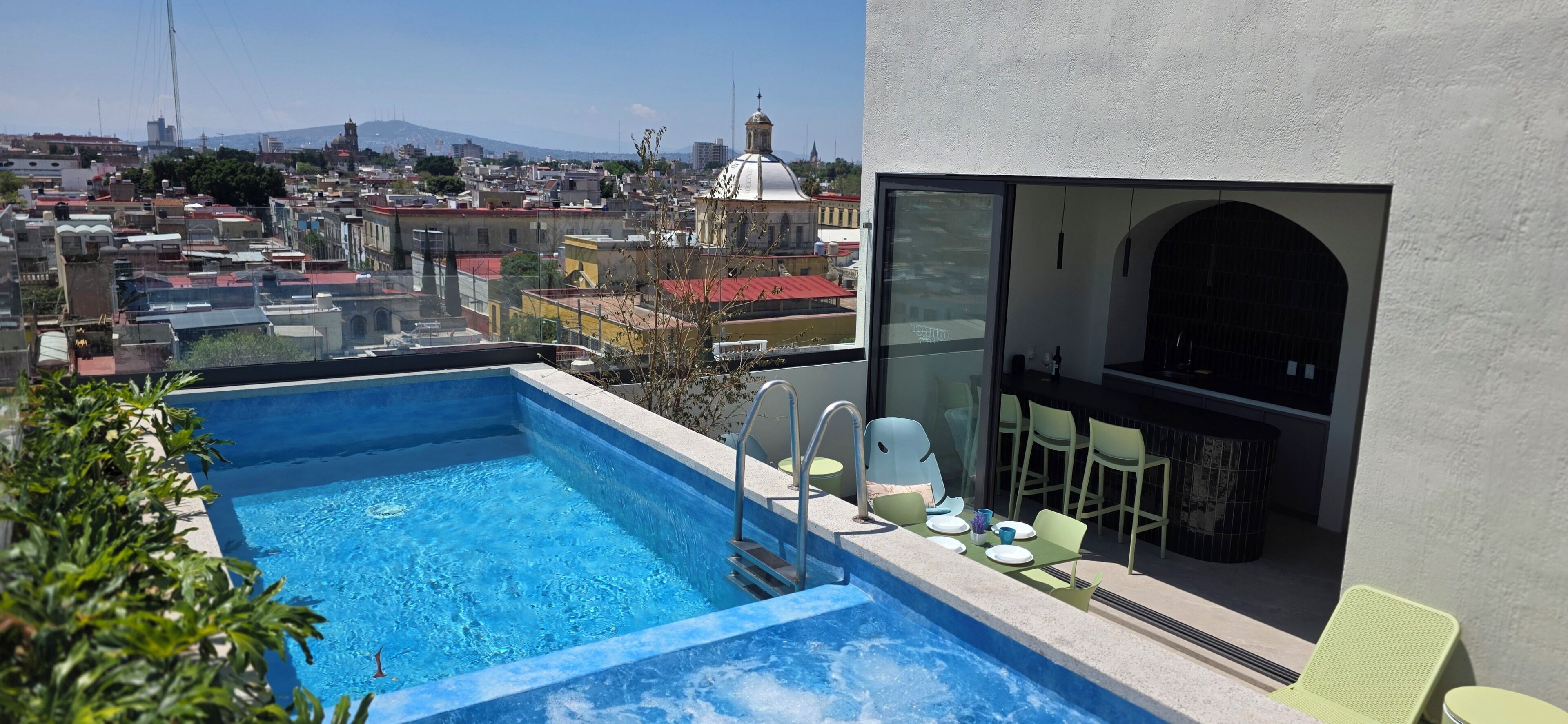 Outdoor pool, sun loungers