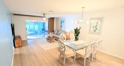 Retro Coastal Fort Myers Retreat Spa Fire Pit