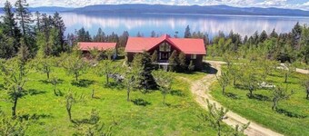 New! Flathead Lake Views | Cherry Orchard | Walk to Lake | Two Living Spaces