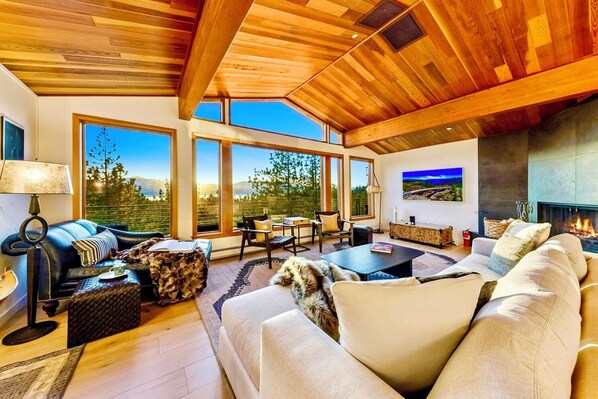 Smart TV, fireplace, video games, foosball