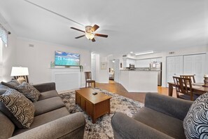 Signature Condo, 2 Bedrooms, Patio, Garden View | Living room | 40-inch Smart TV with digital channels, fireplace