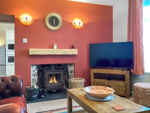 Televisión y chimenea 