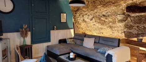 Televisio, DVD-soitin, kirjoja, videokirjasto