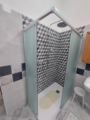 Regadera, secadora de cabello, bidet, toallas 