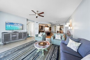 Signature Condo, 2 Bedrooms, Balcony, River View | Living room | 32-inch Smart TV with digital channels - Bella Luna 208 (Orange Beach)
