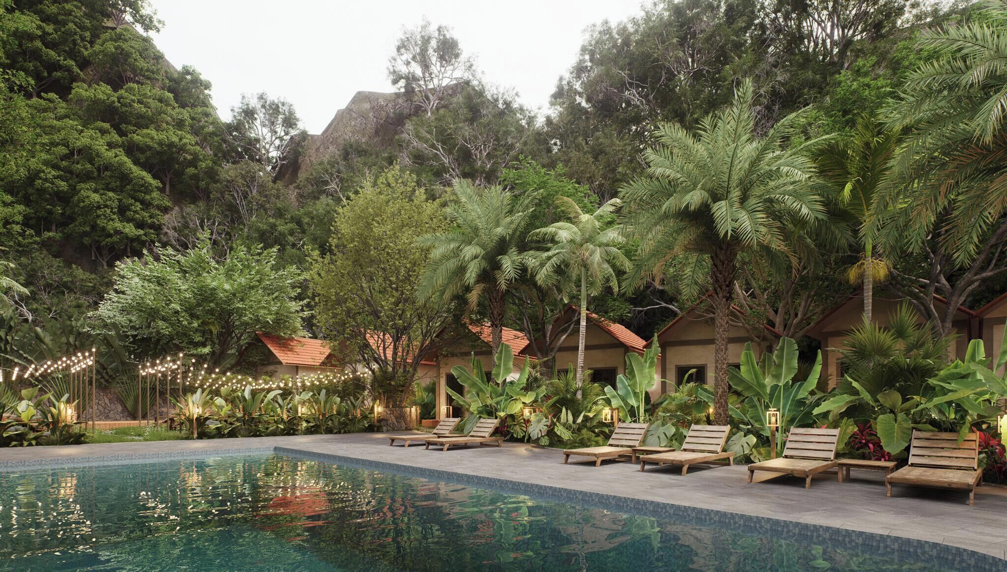 Una piscina al aire libre de temporada