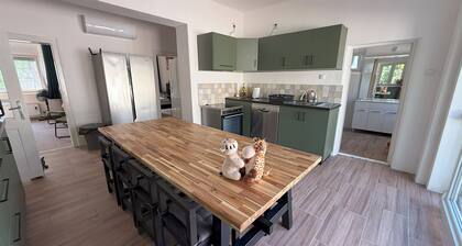 Large house fully equipped at the border of a lake with view over the water