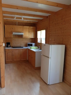 Fridge, microwave, stovetop