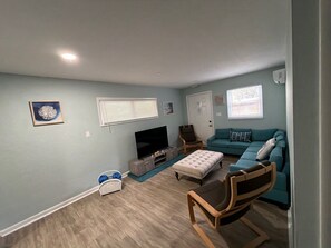 Deluxe House, 2 Bedrooms, Private Pool, Beachside | Living area - Penguins on the Beach 2BR Beach & Pool  (Cocoa Beach)