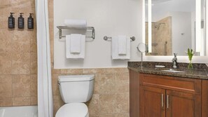 Haartrockner, Handtücher, Seife, Toilettenpapier