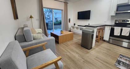 Modern living room, kitchen & patio in Cayman!