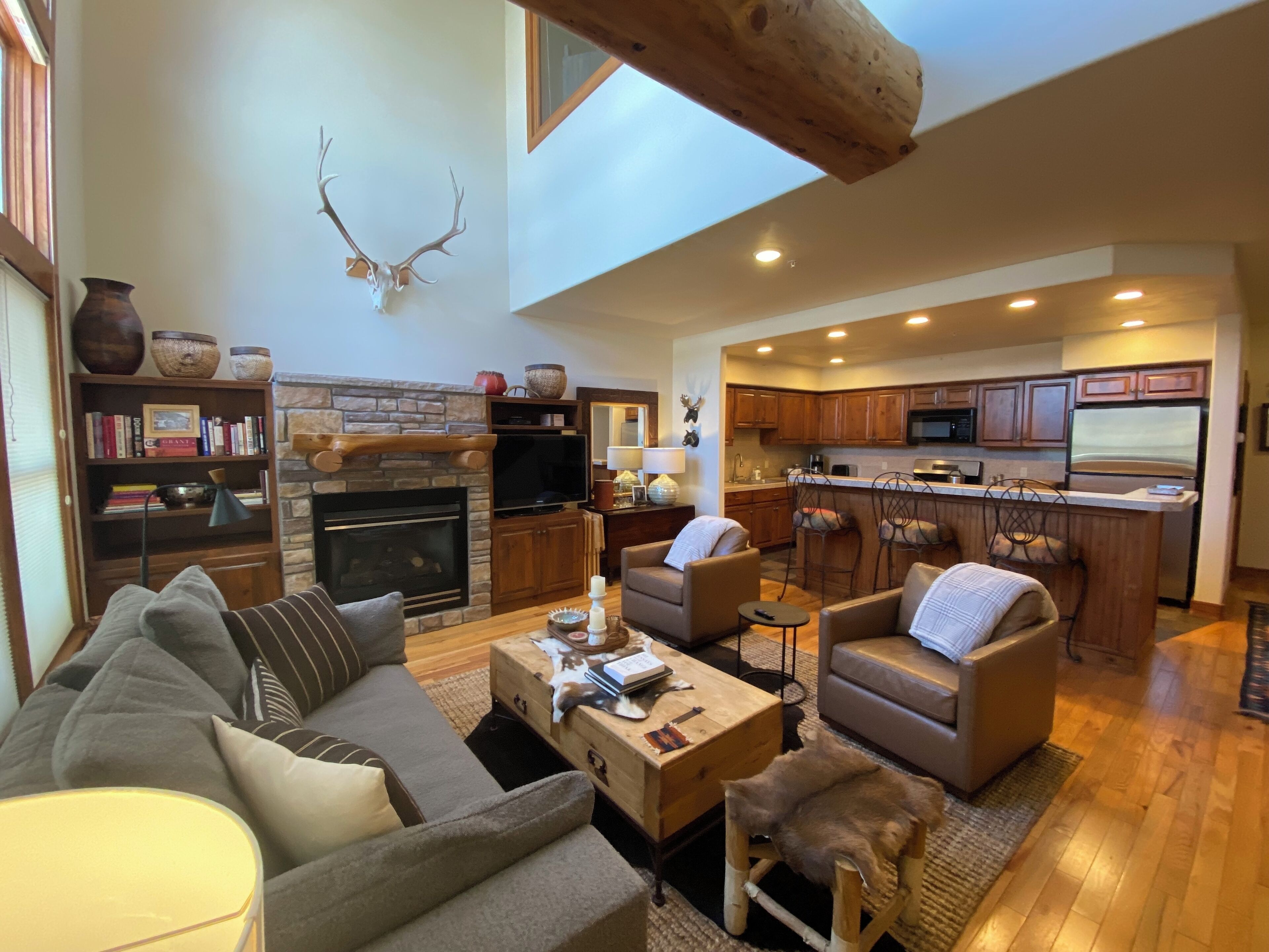 Fernseher, Kamin, Bücher