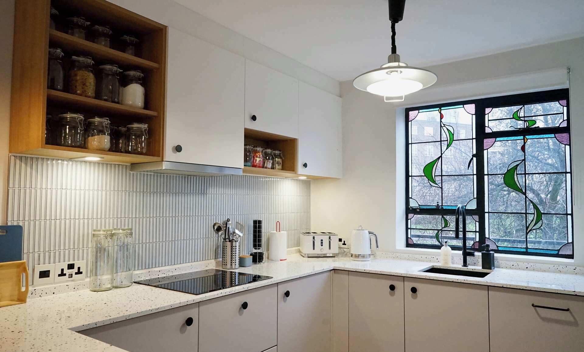 Fridge, microwave, oven, dishwasher