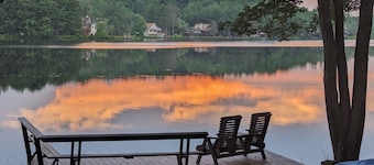 Two Adjacent Lakefront Homes w/Docks, Boats, Firepit – Sleeps 24