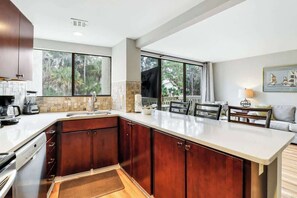 Fridge, microwave, oven, stovetop - Tranquility Base - Steps to the Beach - 2BR 2BA (Hilton Head Island)