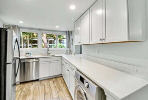 Fridge, microwave, stovetop, dishwasher - Lagoon View Villa - Steps to the Beach - 2BR 2BA (Hilton Head Island)