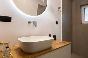 Shower, hair dryer, towels, shampoo - 2BR Apt | 1 Min to Sea, Walk to Old Town (Chania)