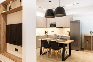 Fridge, microwave, oven, stovetop - 2BR Apt | 1 Min to Sea, Walk to Old Town (Chania)