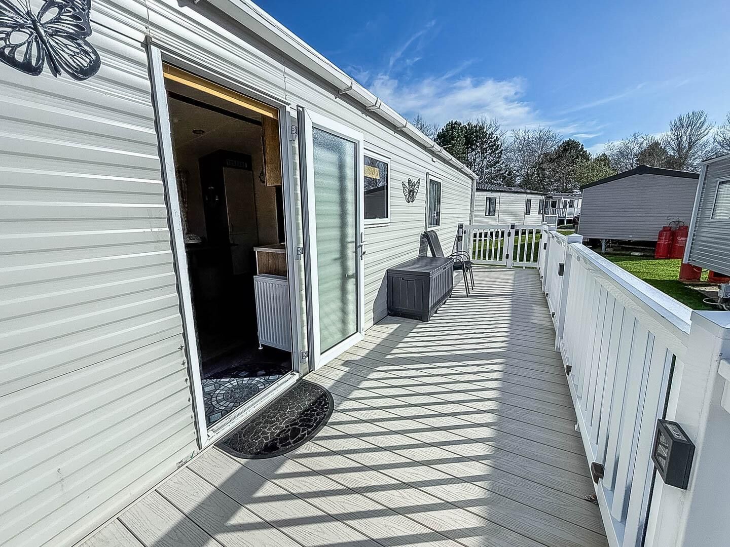 Relax in the sun on your own private decking, ideal for letting the little ones run around safely. This caravan is the perfect place for a fun filled family holiday.