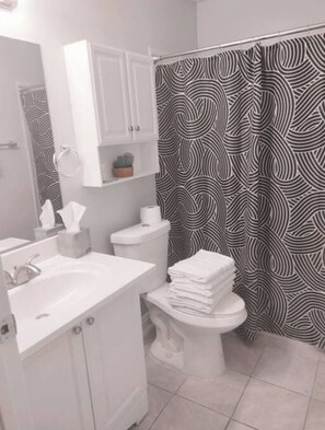 Towels, soap, toilet paper