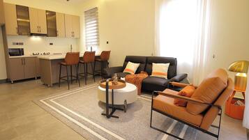 Premium Apartment, Balcony, Hill View | Living area