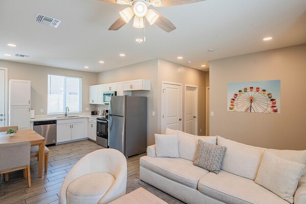 Apartment | Living area | 65-inch Smart TV with cable channels - The One 316 (Glendale)