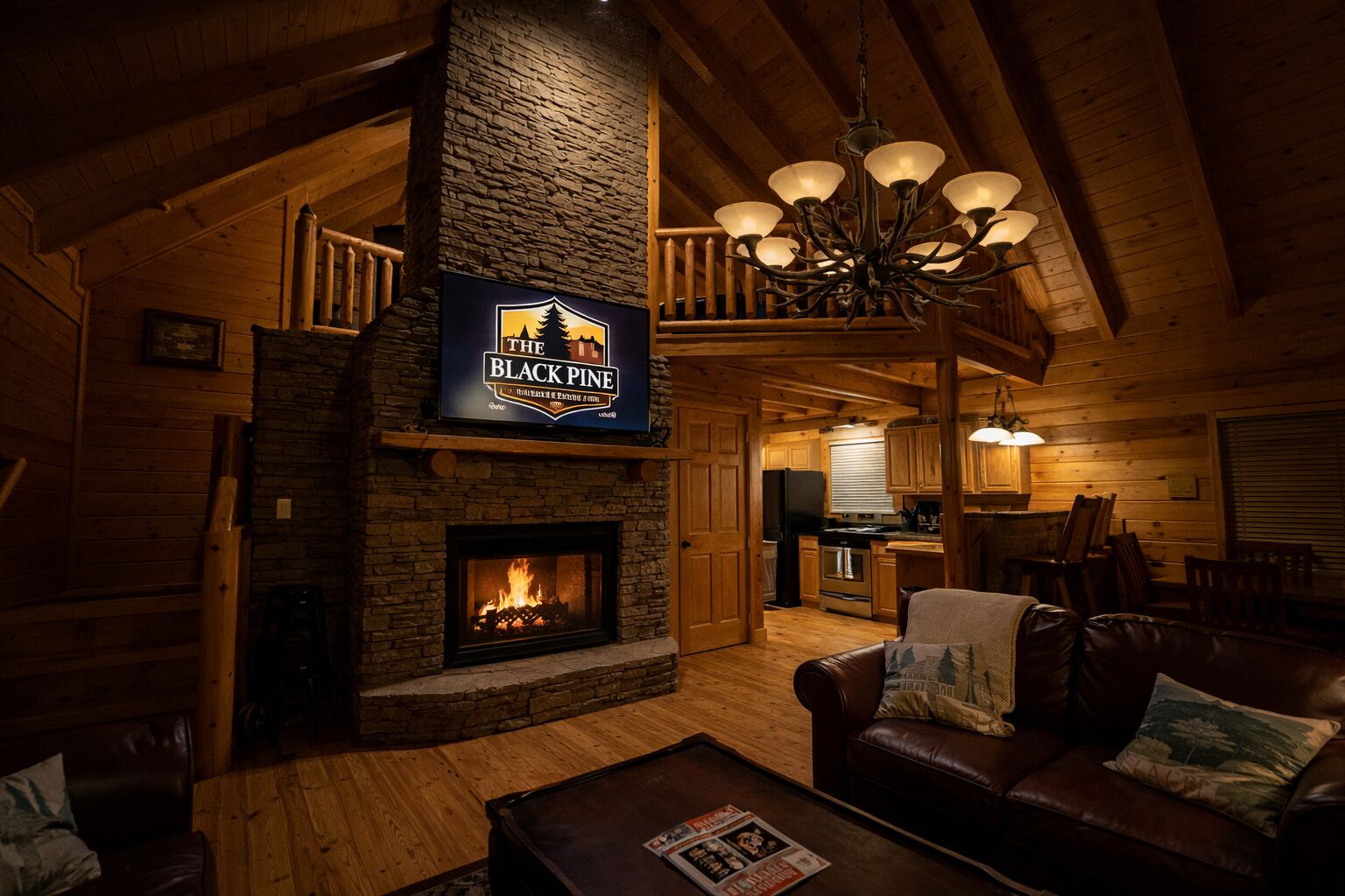 Smart TV, fireplace, DVD player