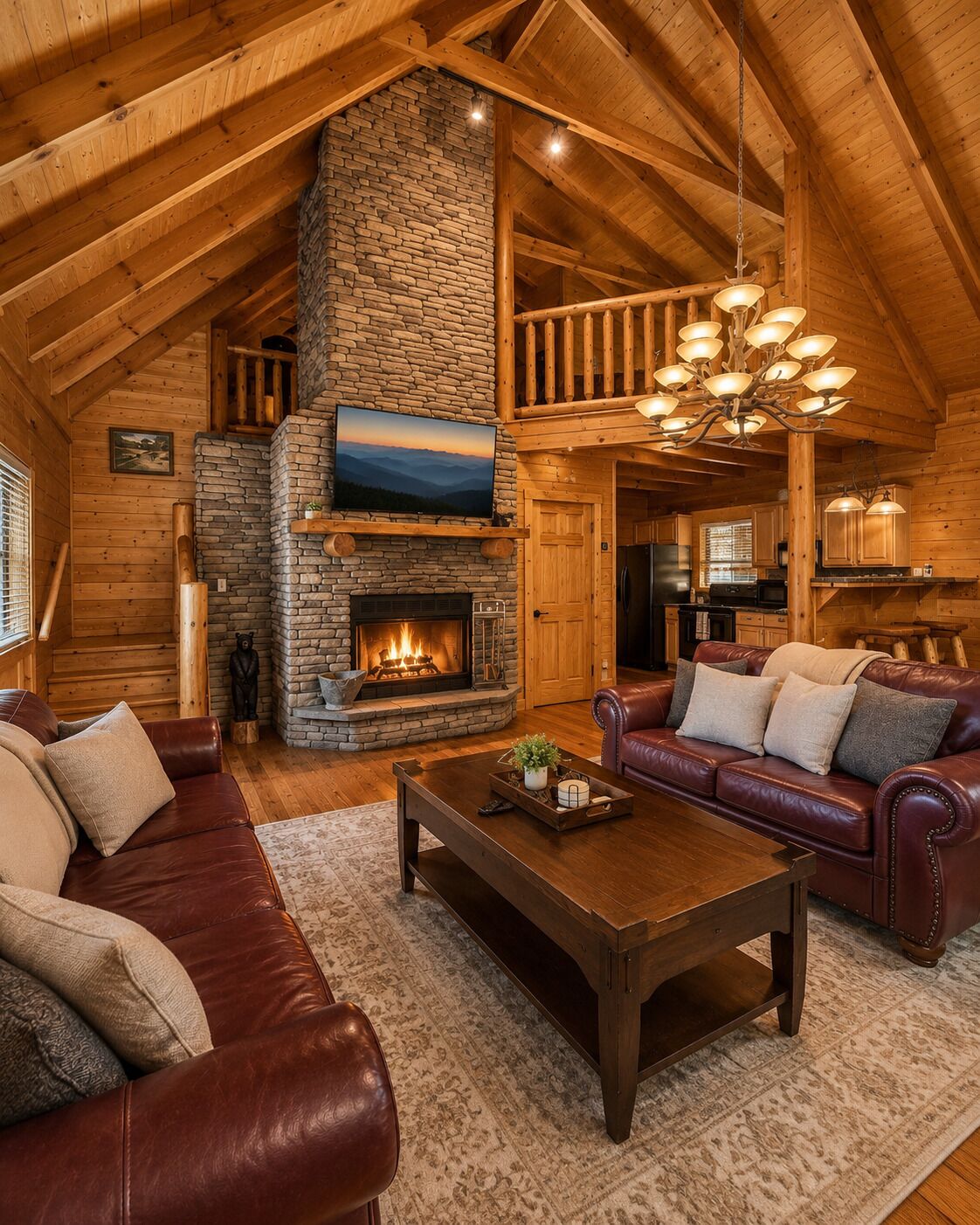 Smart TV, fireplace, DVD player