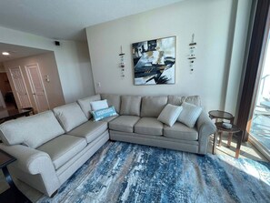Living area - Lighthouse 1211, Spacious Beachfront Condo, Sleeps 8, 3 pools.  Owner managed. (Gulf Shores)