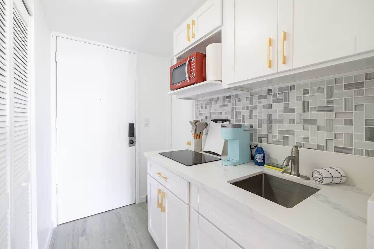 Leilighet (1 Bedroom) | Eget kjøkken | Kjøleskap, mikrobølgeovn, espressomaskin og kaffetrakter/tekoker