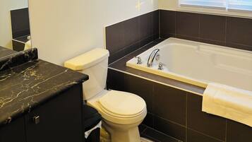 Hair dryer, towels, toilet paper