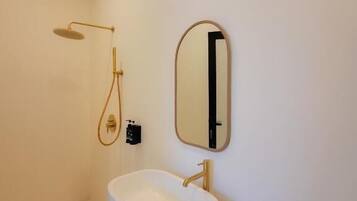 Double Room, Pool View | Bathroom | Combined shower/tub, hair dryer, towels, soap