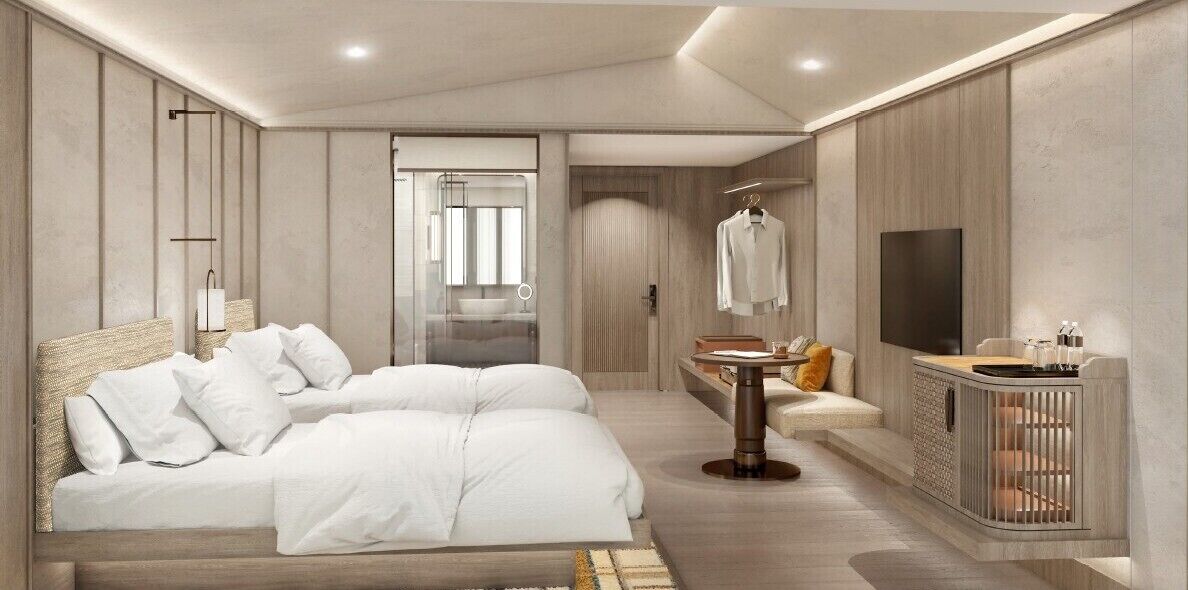 Hair dryer, slippers, towels, soap