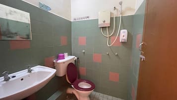 Shower, towels, soap, shampoo