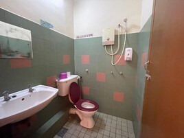 Ducha, toallas, jabón, shampoo