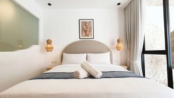 Villa, 2 Bedrooms, Patio, Pool View | Desk, laptop workspace, free WiFi