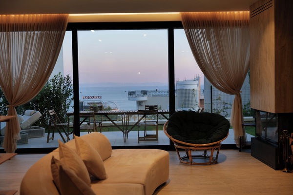 Exclusive Villa, Sea View | Living area | 50-inch flat-screen TV with satellite channels