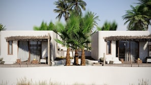 Deluxe Suite, Partial Sea View | Terrace/patio - Eden Island (Santorini)